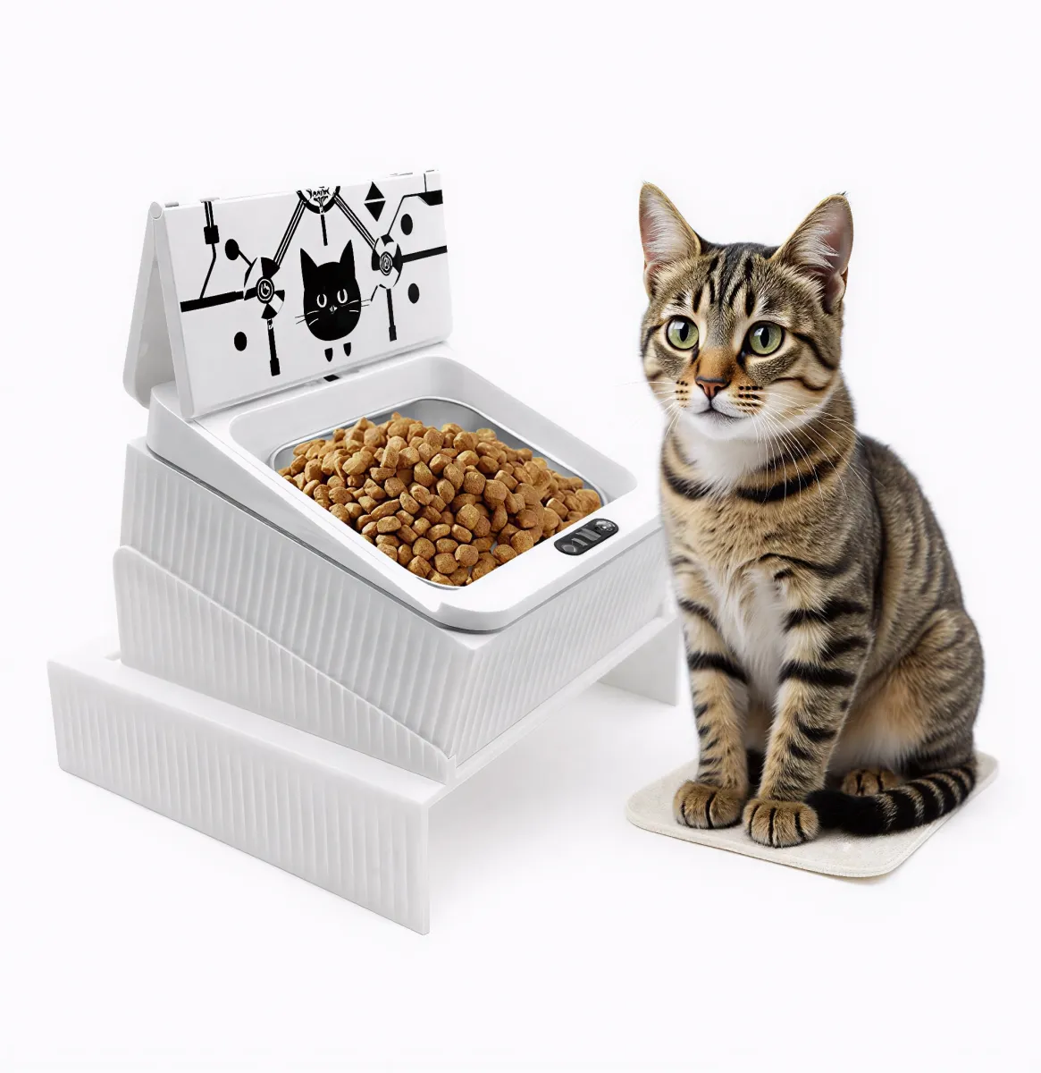 Smart Microchip Cat Feeder – Automatic Infrared Pet Bowl with Sealed Lid & Comfortable Ergonomic Design