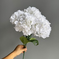 Buket Bunga Hydrangea Sutra Buatan 5 Tangkai, Rumbai Padat, Bunga Kecil, Cocok untuk Dekorasi Dinding Bunga di Aula Pernikahan