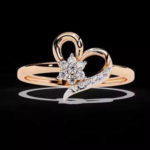 Anillo de lujo en forma de corazón Anillo de compromiso de diamante de moissanita original para mujer 14K Oro amarillo Rosa Regalo romántico del día de San Valentín - Product Image 4