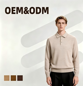 Maglione <span class=keywords><strong>POLO</strong></span> di Alta Qualità per Uomo, <span class=keywords><strong>Manica</strong></span> <span class=keywords><strong>Lunga</strong></span>, Colletto, Tinta Unita, Spesso e Caldo - Product Image 1