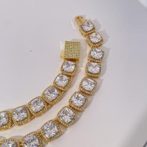Collar de cadena de tenis Tianyu Gems, chapado en oro e incrustado con circonita cúbica grande, joyería moderna de estilo hip-hop - Product Image 3