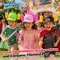 Máquina de Burbujas Eléctrica con Temática de Unicornio/Dinosaurio/Demonio para Niños WANNA BUBBLES, con Luces LED, Soplador de Burbujas, Juguete de Burbujas para Exteriores de Verano