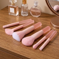 Pinceau correcteur pour le visage, portable, 6 pièces, boîte pour animaux de compagnie, yeux, haute valeur esthétique, cœur de fille, transparent, rose, fond plat, détail halo, teinture