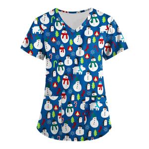 Hospital Printed Scrub Tops for <b>Women</b> Nurses Fashion Uniform Nurses <b>Dress</b> Uniform <b>Women</b> Scrub Medical Uniform - Product Image 3