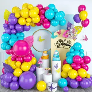 热彩虹气球格拉兰套装各种彩色气球乳胶气球男孩女孩生日婚礼派对装饰品
