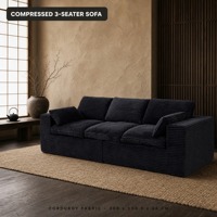 Modulares 3-Sitzer Cord-Sofa Vakuumkomprimiert Verpacktes Sofa Geradlinige Blockcouch Ohne Holzrahmen Wohnzimmer-Sofa