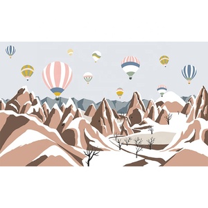 Murale murale moderne imperméable pour chambre d'enfant avec <span class=keywords><strong>ballon</strong></span> à air chaud et paysage de montagne enneigée - Product Image 6