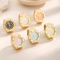 Montre à doigt en quartz octogonale tendance, cadran coloré vibrant, bracelet en acier élastique, bijoux unisexes pour couple, cadeau de fiançailles