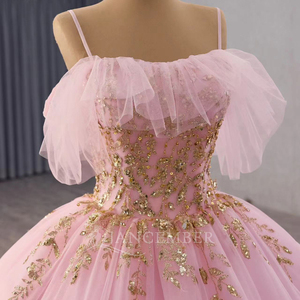 Robe de bal princesse rose scintillante à volants, robe de luxe pour 16e anniversaire, personnalisée Rsm251016 - Product Image 2