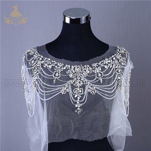 DRA-164 Handmade Sew-On Motiv Strass Ausschnitt Hang Fransen <span class=keywords><strong>Applique</strong></span> für Abendkleid - Product Image 5