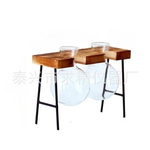 Creative Hydroponic Glass Ball Vase With Wooden <b>Stand</b> For <b>Desktop</b> Plant Decoration Transparent Eco-Friendly Design - Product Image 4