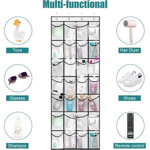 28 Pocket Over The Door <b>Shoe</b> Organizer Hanging Clear <b>Storage</b> Rack For Closet <b>Shoes</b> Minimalist Design - Product Image 6