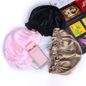 Bonnet de nuit en pure soie pour femme, en soie de mûrier respirante, forme ronde, pour le soin des cheveux, bonnet décontracté à enfiler, bonnet de protection - Product Image 1