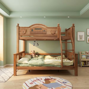 Cama de pared de madera maciza de caoba, cama de plataforma tamaño matrimonial, litera moderna de caoba - Product Image 1