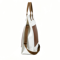 Sac fourre-tout en toile structurée avec poche en cuir, format jumbo, double poignée pour le travail et les courses