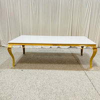 Ensemble de table à manger moderne en acier inoxydable avec 6 chaises pour restaurant/mariage/extérieur/hôpital - Design miroir et métal