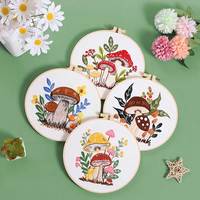 Joli kit de broderie au poinçon DIY avec fils et cercles de broderie, kit de broderie au poinçon