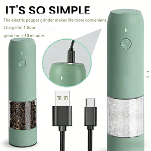 Portable <b>Pepper</b> Mill Food-Grade Salt and <b>Pepper</b> Set USB Rechargeable Automatic Grinding Salt PM-003 L Built-in 500mAh Rechargeab - Product Image 4