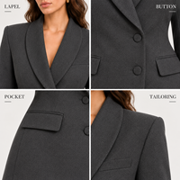 Costume deux pièces sur mesure pour femmes, veste cintrée à col châle et double boutonnage, jupe mini assortie, tenue de bureau formelle
