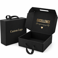 Maßgefertigte Starre Zusammenklappbare Verpackungs-Geschenkbox Große Faltbare Karton Schwarze Luxus-Geschenkboxen Mit Griff Versandbox