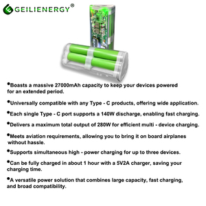 Geilienergy 148W * 2 trong suốt Shell ngân hàng điện với thời gian thực hiển thị điện nhanh sạc CCC chứng nhận cho máy tính xách tay & bay không người lái - Product Image 2