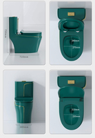 Asiento de inodoro inglés de forma redonda con diseño verde para baño de Hotel de lujo, WC de cerámica de una pieza, artículos sanitarios de color, a la venta