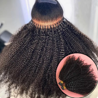 Vente en gros d'usine # Extensions de cheveux I-Tip Afro Kinky Curly 1B pour femmes noires, 100% cheveux humains