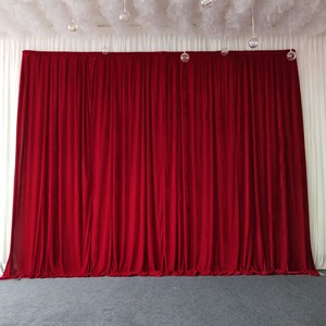 Décoration de scène de mariage, rideau de fond personnalisable en velours rouge de style chinois, rouge bordeaux, élégant et festif, vente en gros d'usine - Product Image 1