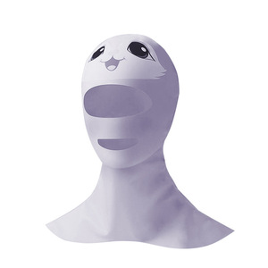 Swimming Cap Ice Silk Cartoon Print High Elasticity Breathable Unisex Diving Headgear Full Neck Shoulder Protection - Product Image 3