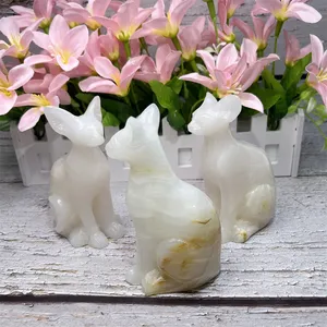 Hot sale high quality Afghan jade cat carving natural crystal animal carving for healing
