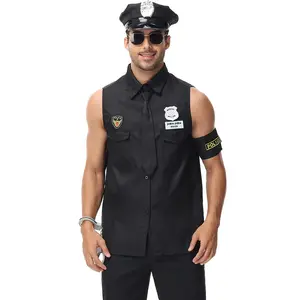 Baige Set kostum petugas pria, untuk pria, kostum seragam polisi untuk pesta Cosplay Halloween