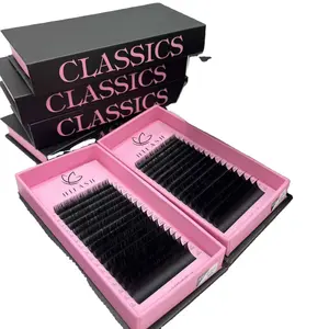 Factory Eyelash Extension Volume Eyelash Extension 2024 New Silk Arrivals Best Sell Matte Black Hand Made Synthetic Hair 2 Tray