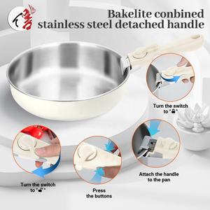 Batterie de cuisine antiadhésive <span class=keywords><strong>poignée</strong></span> détachable/<span class=keywords><strong>amovible</strong></span> 10 pièces ensemble de casseroles et poêles en acier inoxydable à induction de cuisine - Product Image 5