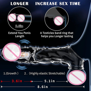 Extenseur de pénis avec anneaux en silicone pour pénis, manchon de pénis réutilisable, agrandisseur de pénis, préservatif pour hommes - Product Image 3