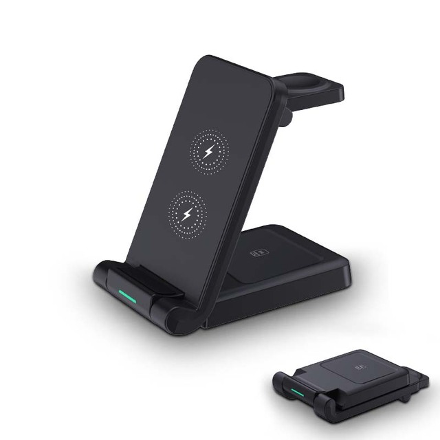 15W 3-in-1 Foldable Wireless Fast Charger Phone Stand Travel-friendly Wireless Charging Station for Multifunctional Charger