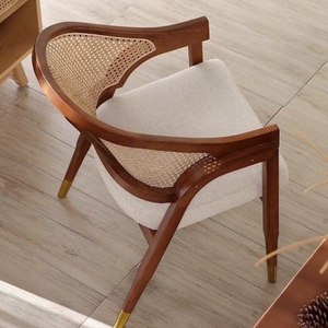 Fauteuil en rotin scandinave nordique - Luxe léger, écologique, rembourré, durable, chaise de salle à manger en bois massif moderne pour la maison - Product Image 2