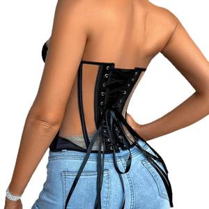 Corsetto Sexy Traspirante in Rete Sottile Stile Europeo e Americano, Top Modellante Trasparente e Interessante - Product Image 6