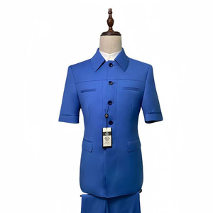 Costume de Bureau Formel pour <span class=keywords><strong>Homme</strong></span> Tenue de Marié à Manches Courtes <span class=keywords><strong>Blazer</strong></span> et Pantalon Ensembles de Costumes d'Affaires pour Hommes - Product Image 1