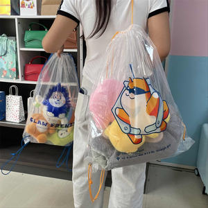 Bolsas de mochila con cordón transparente de plástico transparente Mochila con cordón para tienda de máquina de garra de muñeca de juguete de peluche - Product Image 3