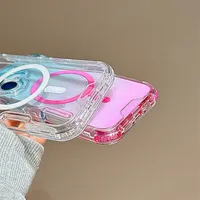 Coque antichoc transparente dégradée 3-en-1 la plus tendance pour iPhone 17 16 15 14 13 12 Pro Max, avec protection antidérapante et compatible charge sans fil