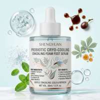 Sérum pour les pieds probiotique fermenté, cryo-refroidissant, texture mousse légère, soin rafraîchissant pour les pieds, OEM ODM, emballage personnalisé, 30 ml