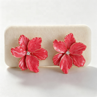 Anting Tusuk Bunga Enamel dari Paduan Seng untuk Wanita, Anting Bunga Mekar Manis, Perhiasan Musim Semi Musim Panas, Hadiah