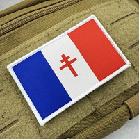 Écussons Brodés Drapeau Français en Forme de Bouclier, Insigne Tactique Croisé pour Sac d'Extérieur et Accessoires Vestimentaires avec Auto-Agrippant