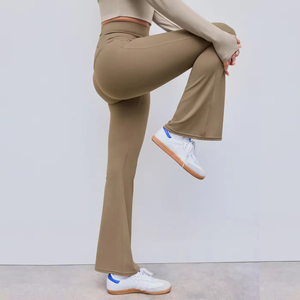 Custom Activewear Outfits Women Logo Women Gym Sport Wear Cross Back Fitness <b>Flare</b> Leg <b>Leggings</b> Women Yoga <b>Leggings</b> - Product Image 3