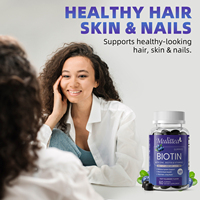 Gummies à la biotine 12000mcg Vitamines pour cheveux, peau et ongles Collagène Chlorophylle Complément beauté Vitamines A C D2 E B6 B12 Zinc