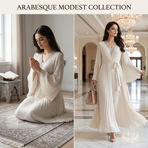 Robe de prière ivoire pour femmes musulmanes avec drapé thermocollé, faible MOQ - Product Image 5