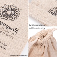 Petite pochette cadeau en coton naturel et lin, imprimée sur mesure, réutilisable, avec cordon de serrage, pour souvenirs d'exposition, utilisation promotionnelle