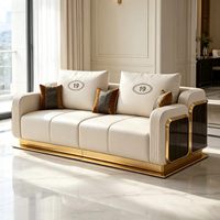Ensemble de canapés sectionnels extensibles en similicuir moderne avec pieds en acier inoxydable et rembourrage en éponge pour appartements, hôtels et salons