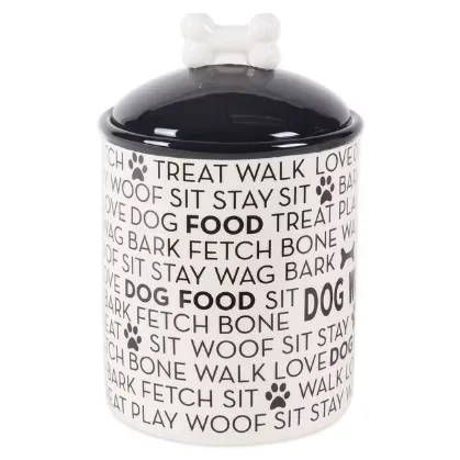 Tarro de cerámica moderno para galletas para perros con tapa, contenedor de almacenamiento hermético para alimentos para mascotas en el hogar