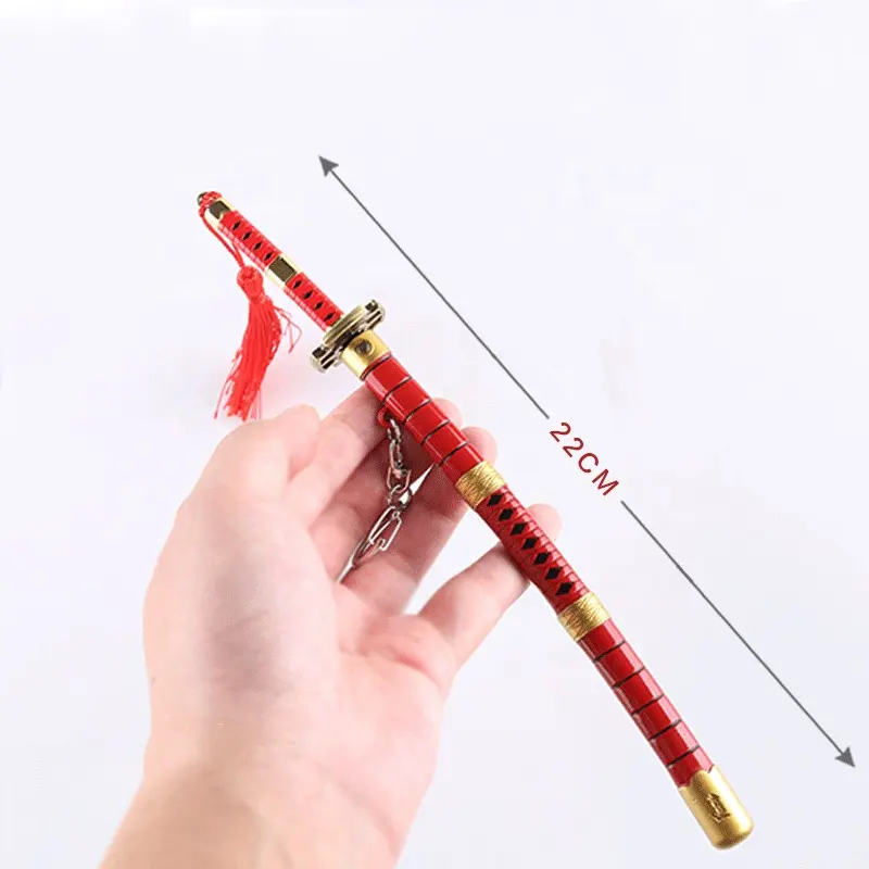 Zoro's san dai kitetsu mini metal sword One pieces keychain katana character prop gift desktop ornament 22 cm